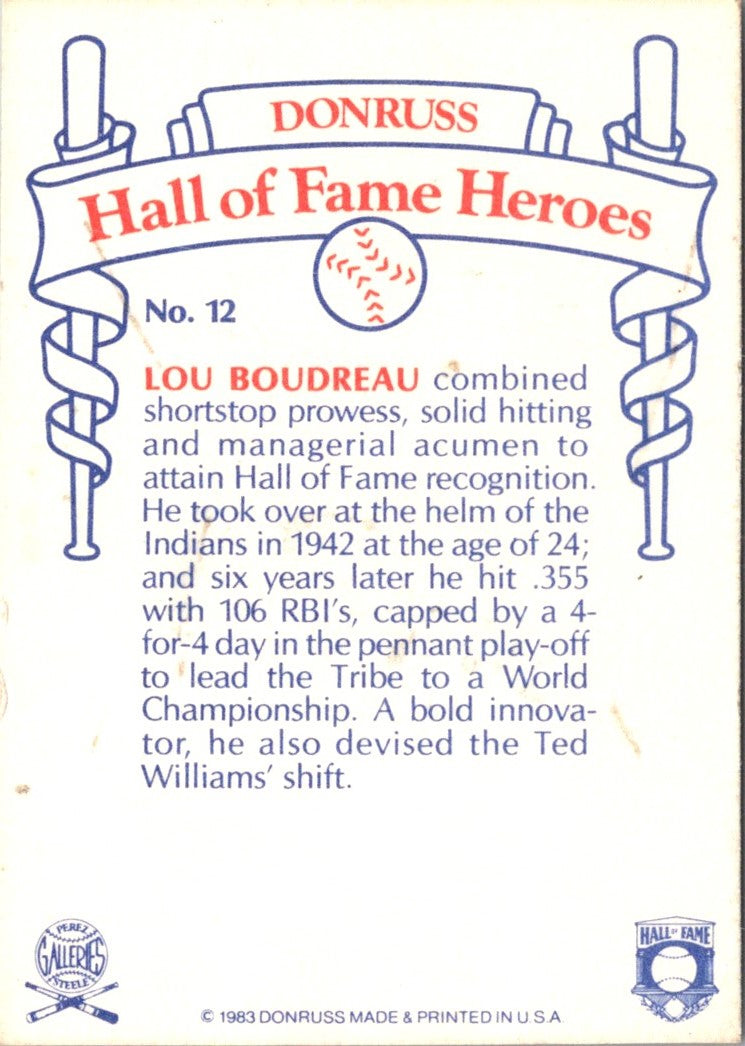 2003 Donruss Diamond Kings HOF Heroes Reprints Lou Boudreau