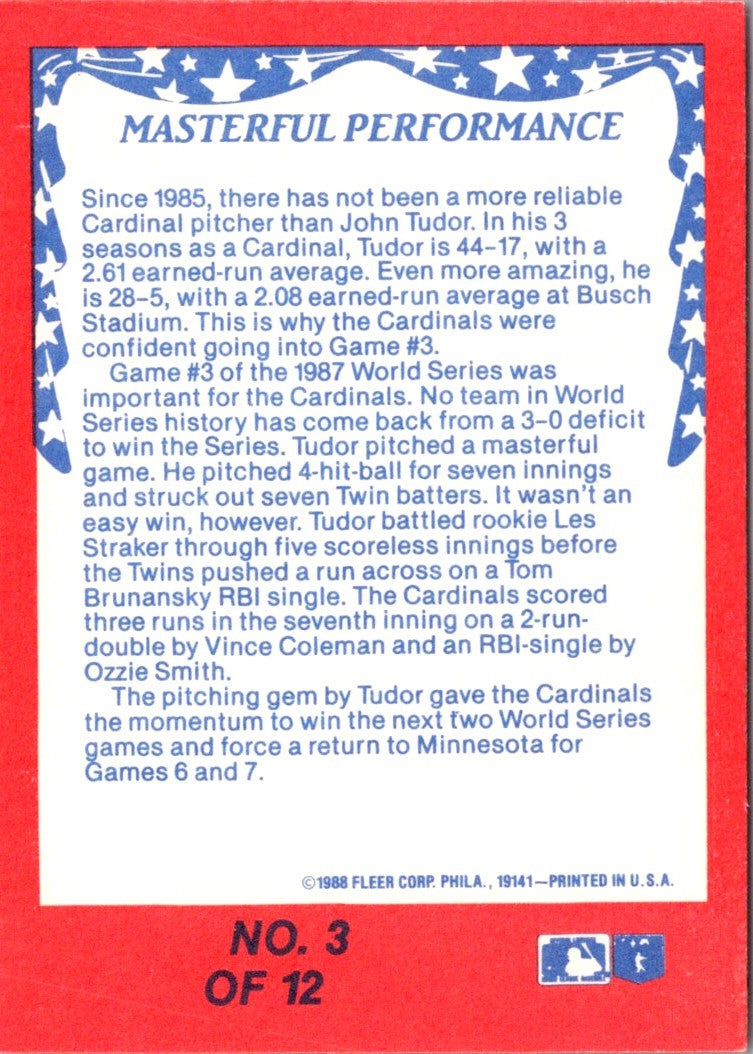 1988 Fleer World Series Masterful Performance Turns Momentum in Game 3