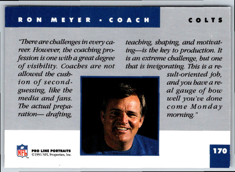 1991 Pro Line Portraits Ron Meyer