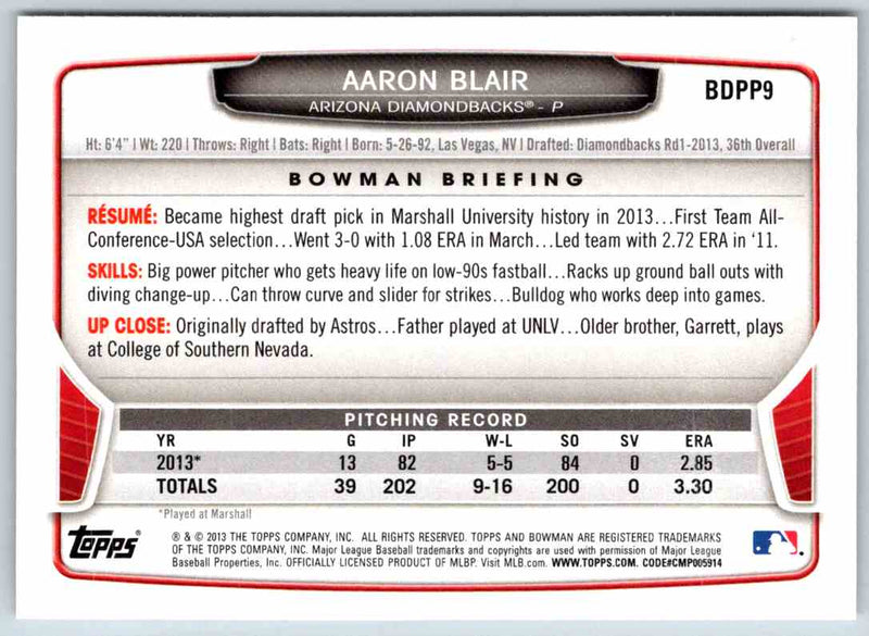 2013 Bowman Aaron Blair