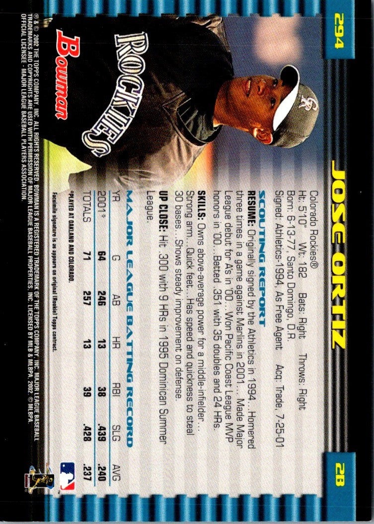 2002 Bowman Jose Ortiz