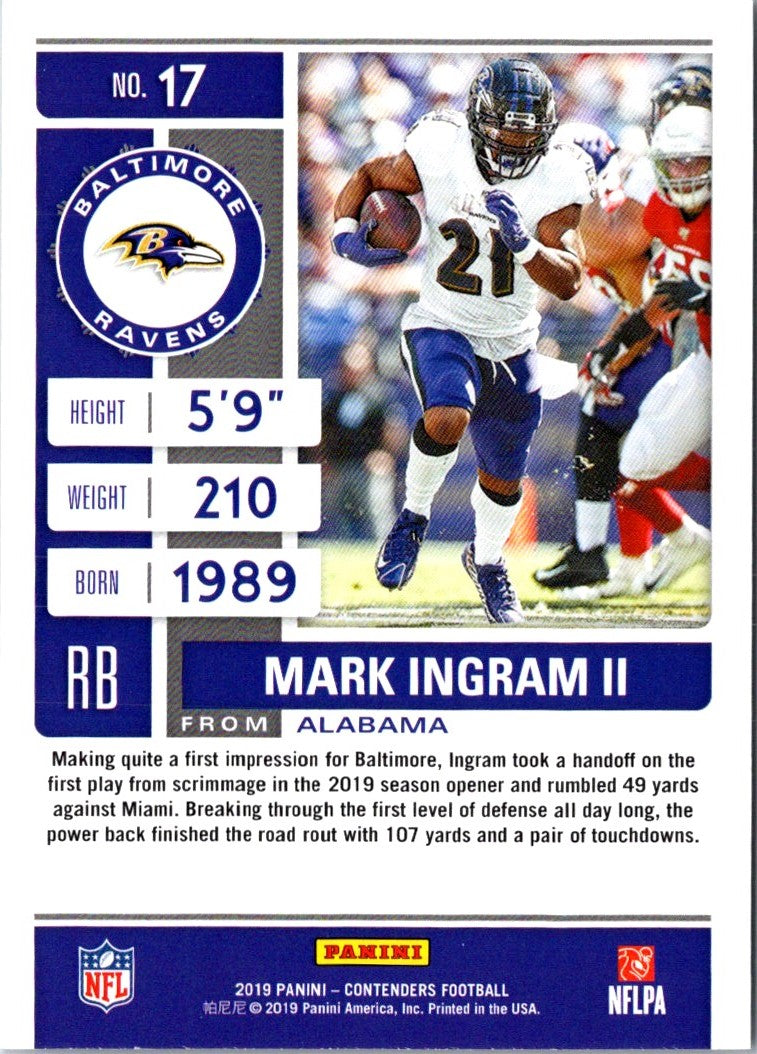 2019 Panini Contenders Season Ticket Red Zone Mark Ingram II