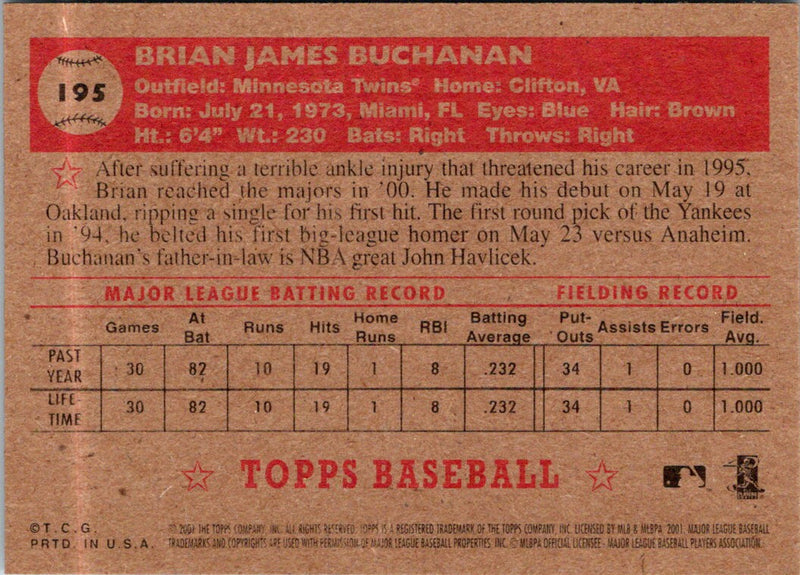 2001 Topps Heritage Brian Buchanan