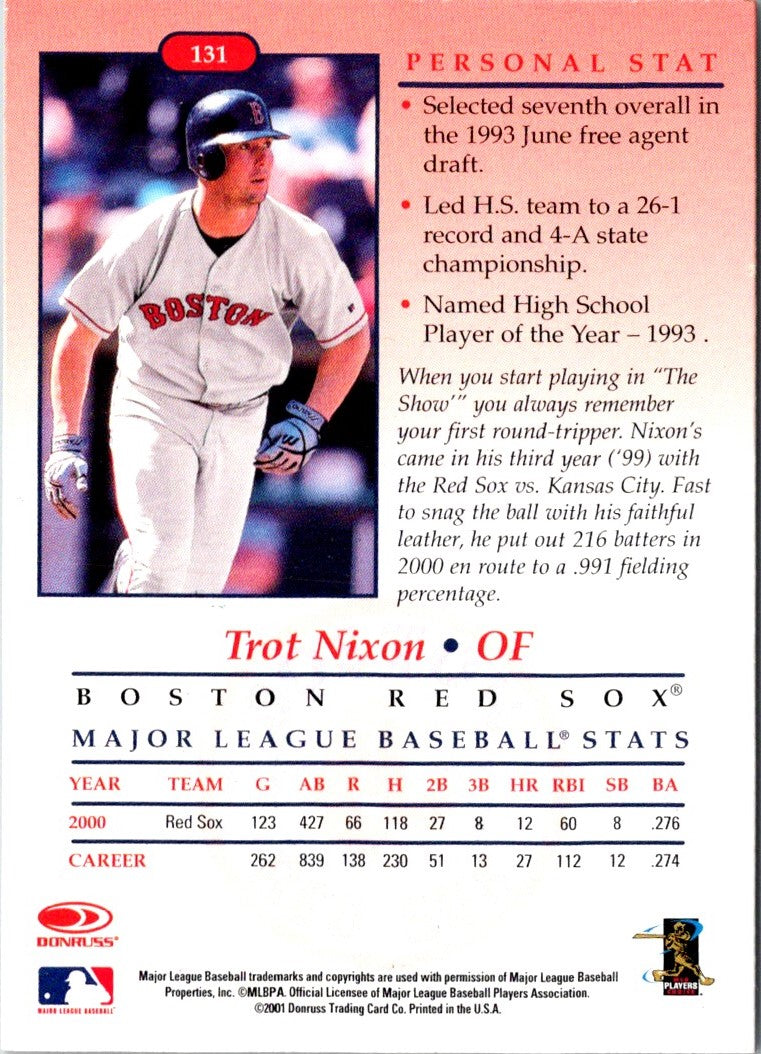 2001 Donruss Studio Trot Nixon