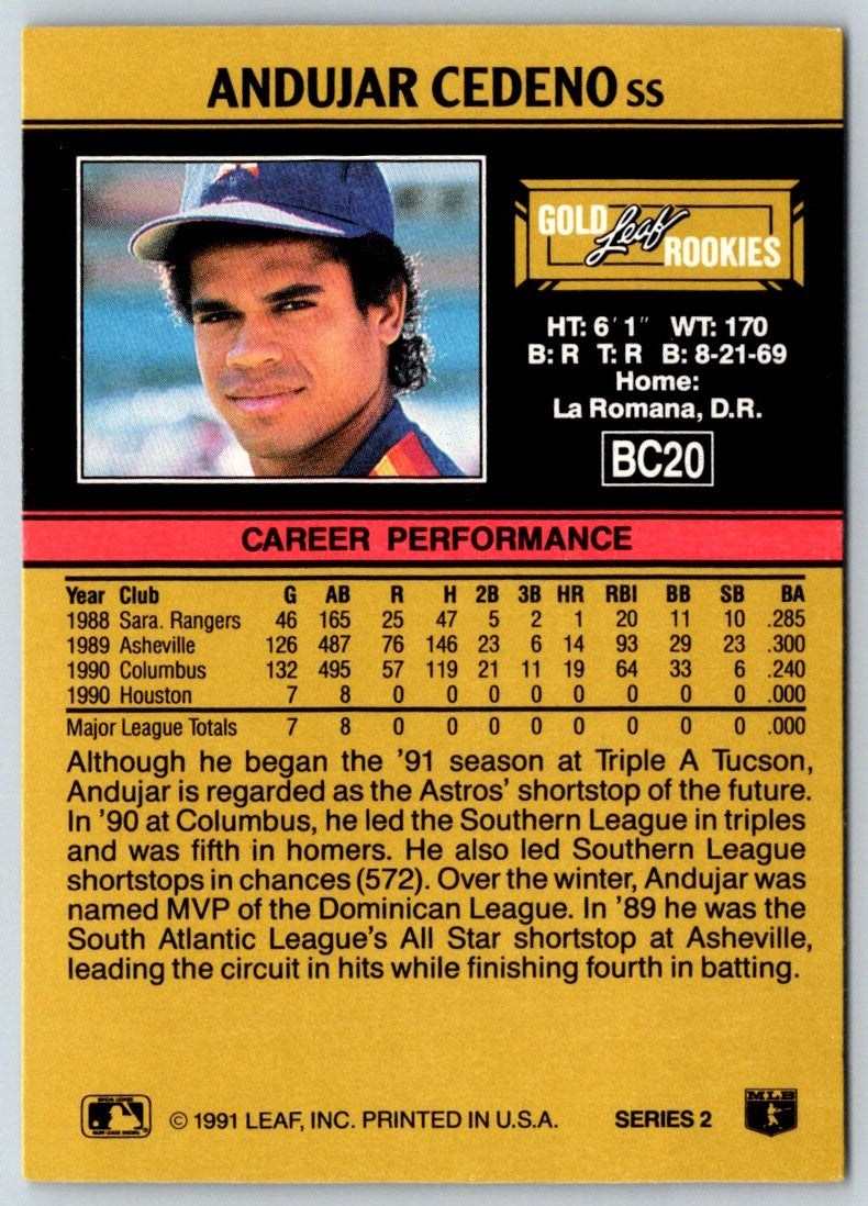 1991 Leaf Gold Rookies Andujar Cedeno
