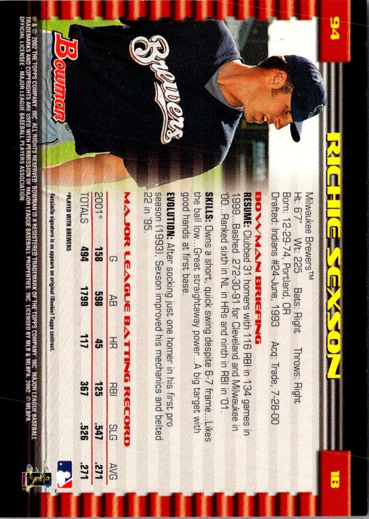 2002 Bowman Richie Sexson