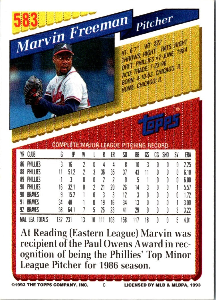 1993 Topps Gold Marvin Freeman