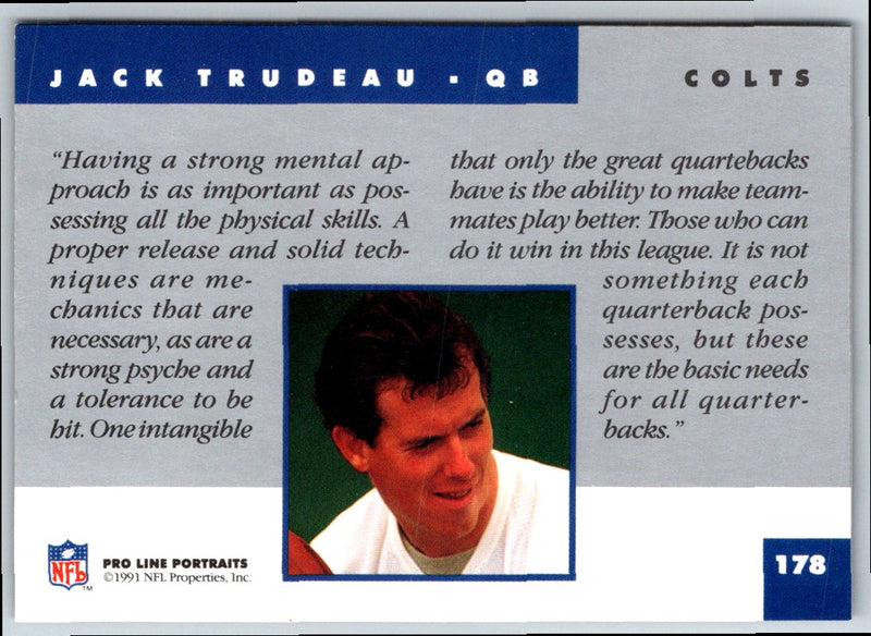 1991 Pro Line Portraits Jack Trudeau