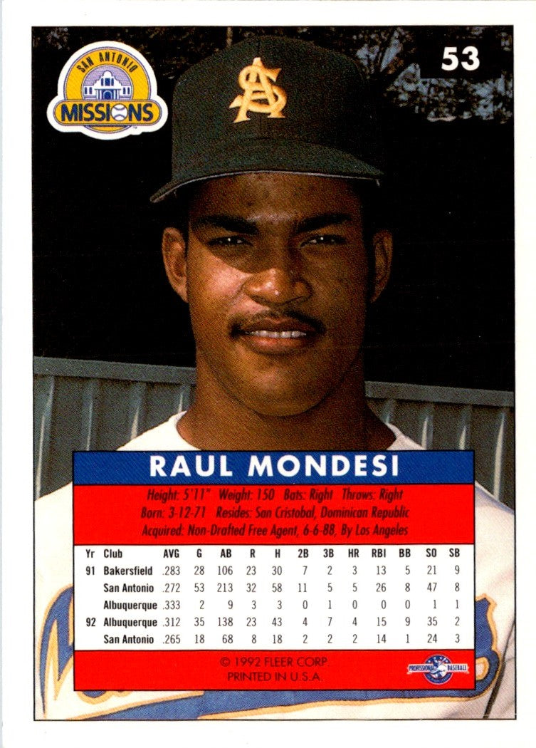 1992 Fleer Excel Raul Mondesi