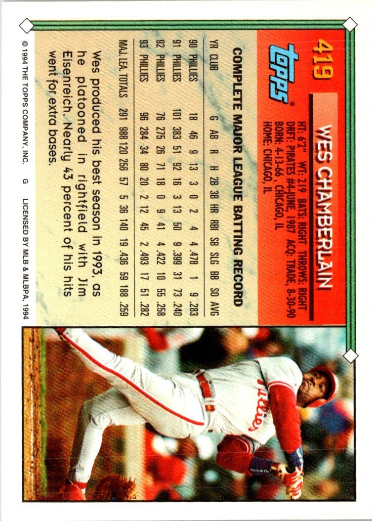 1994 Topps Wes Chamberlain