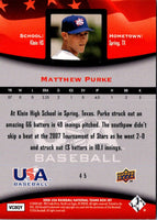 2008 Upper Deck USA Baseball Box Set Matthew Purke #45