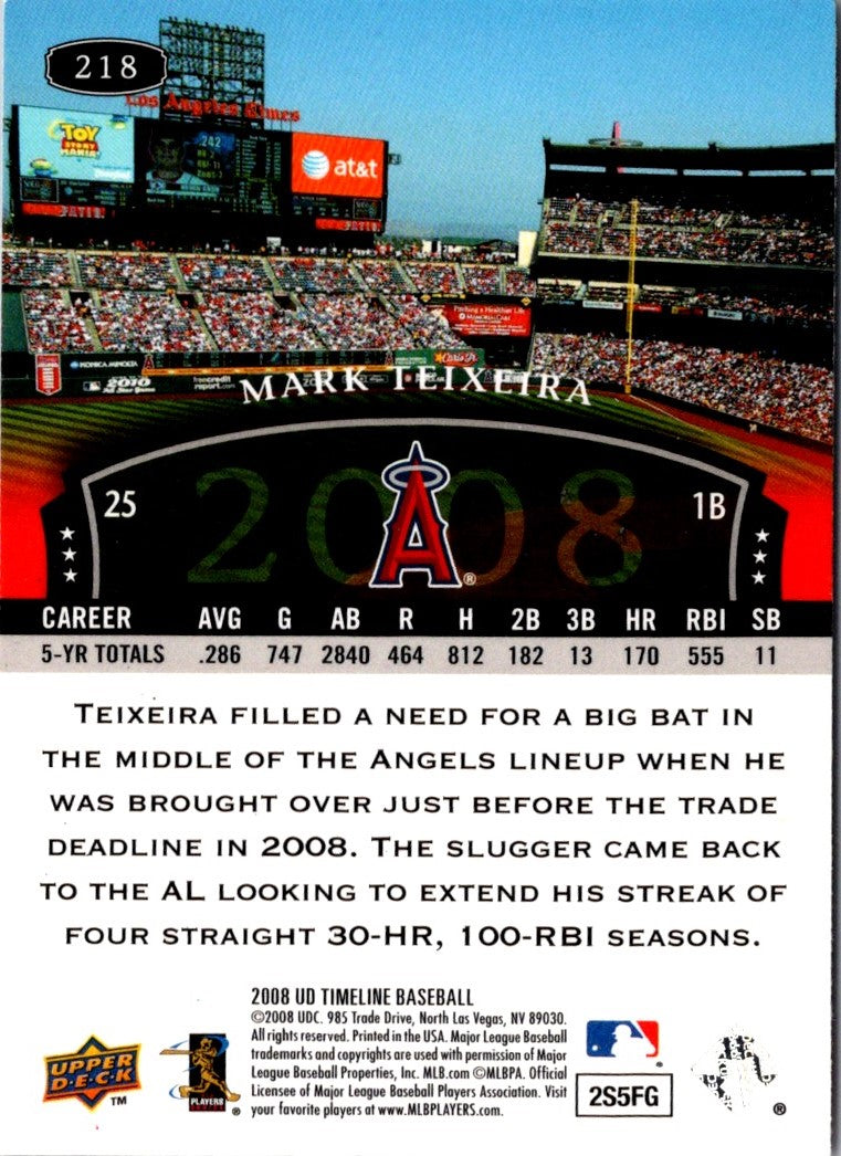 2008 Upper Deck Timeline Mark Teixeira