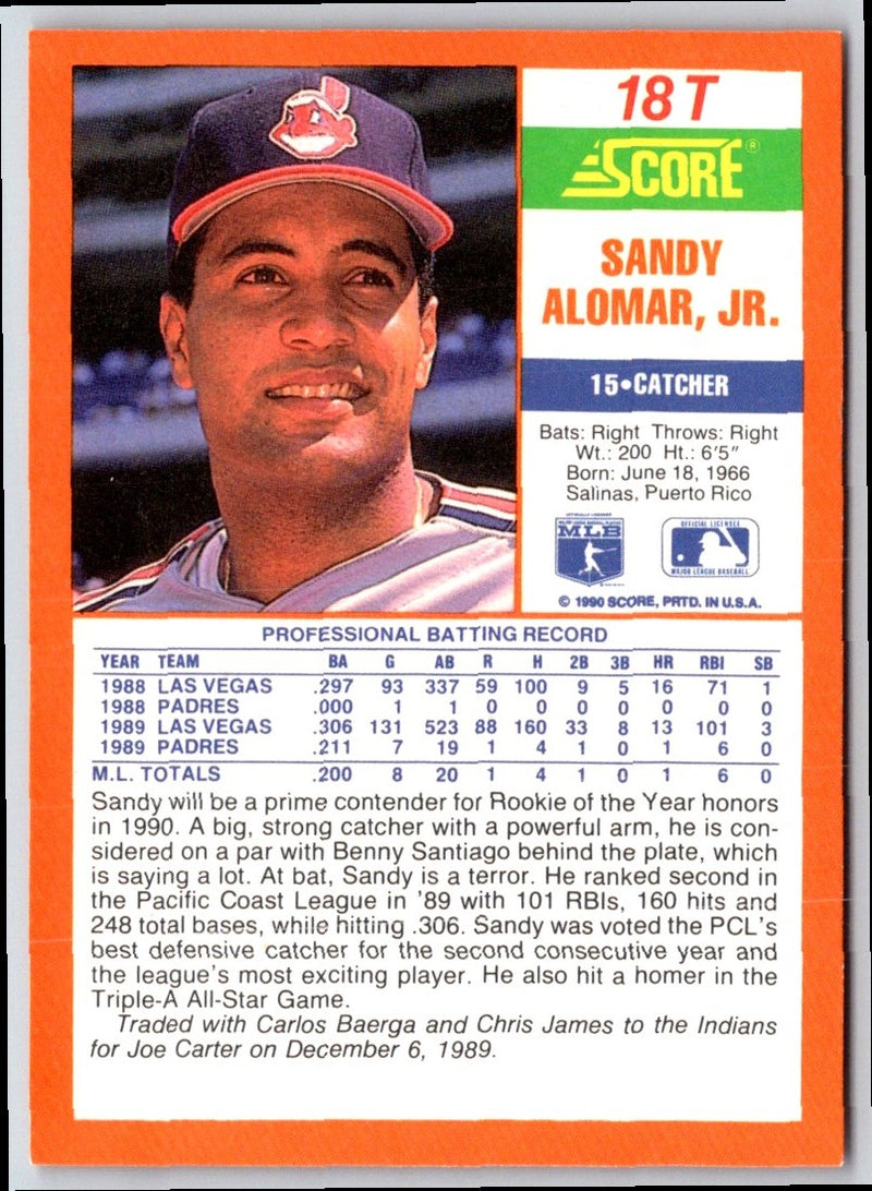 1990 Score Rookie & Traded Sandy Alomar Jr.