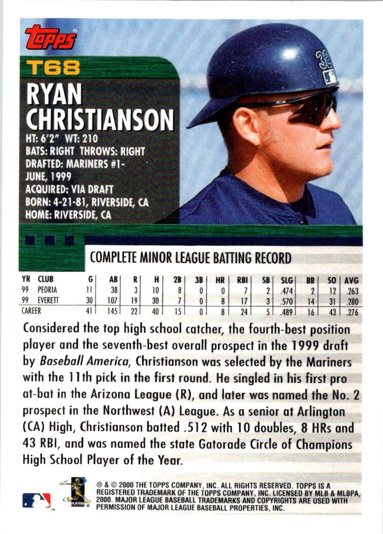 2000 Topps Chrome Traded & Rookies Ryan Christianson