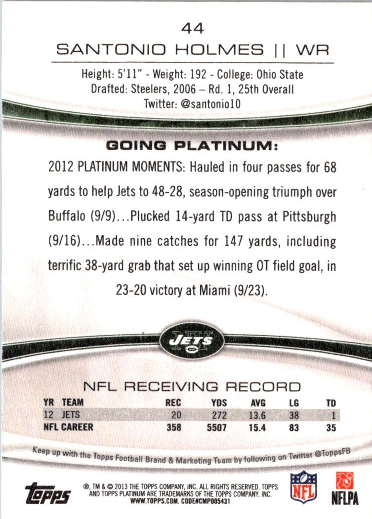 2013 Topps Platinum Santonio Holmes