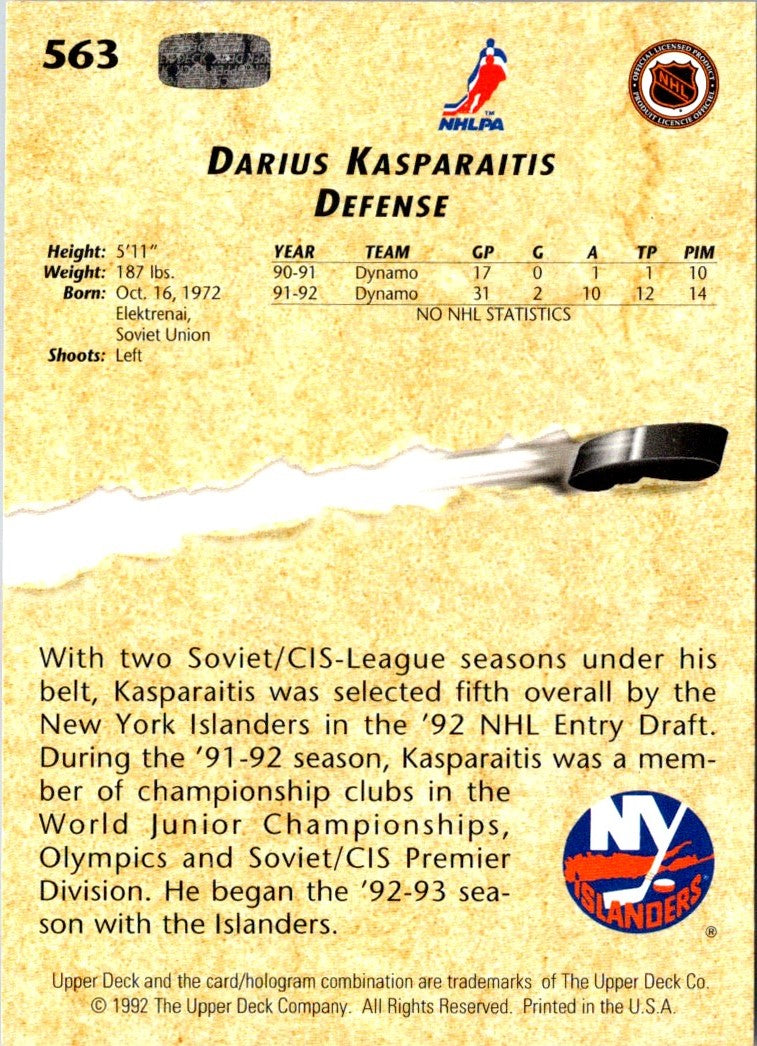 1992 Upper Deck Darius Kasparaitis