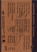 2001 Fleer Tradition Glossy Baltimore Ravens Team Leaders