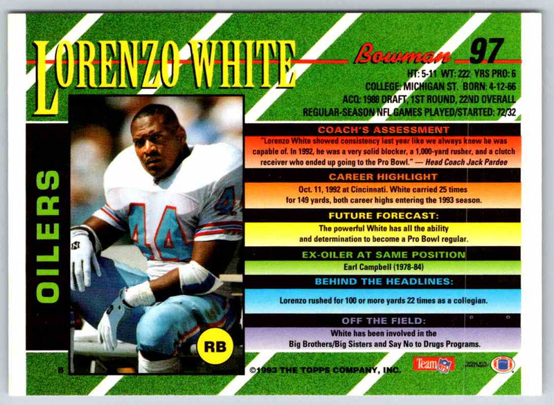 1993 Bowman Football Lorenzo White