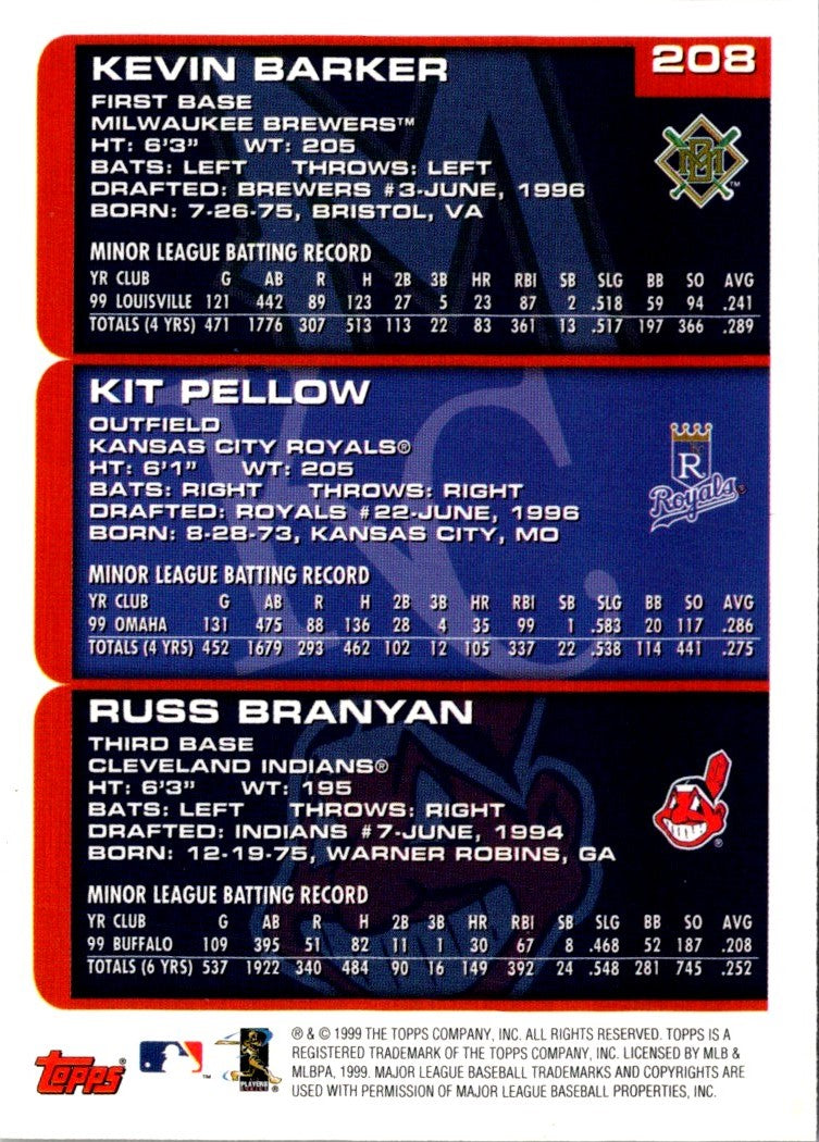 2000 Topps Kevin Barker/Kit Pellow/Russell Branyan