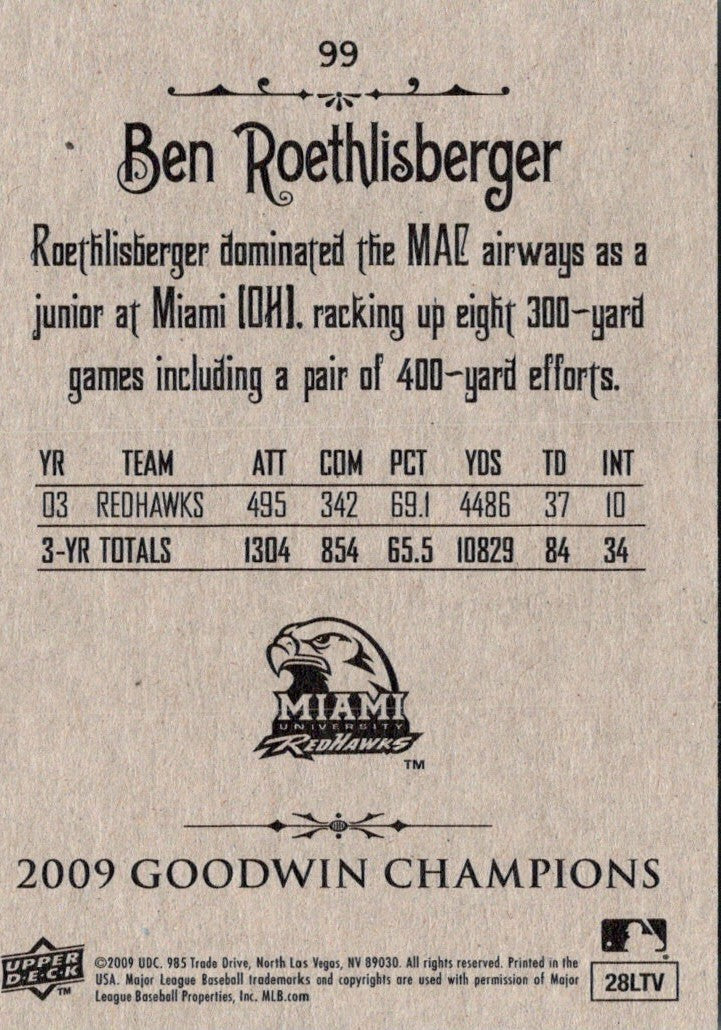 2009 Upper Deck Goodwin Champions Ben Roethlisberger