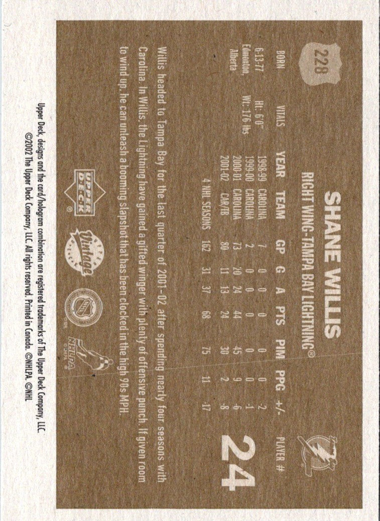 2002 Choice Springfield Falcons AHL Shane Willis