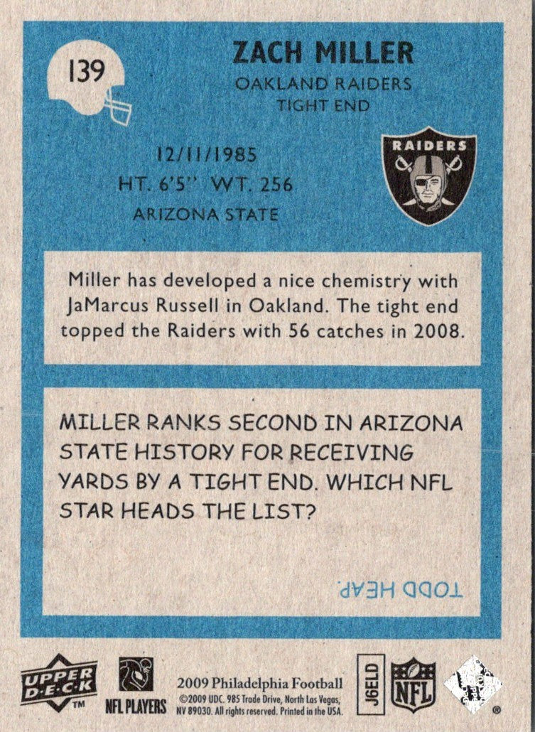 2009 Upper Deck Zach Miller