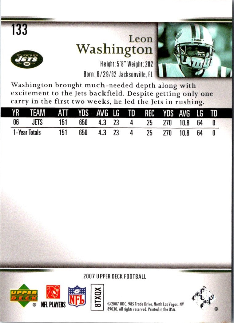 2007 Upper Deck Leon Washington