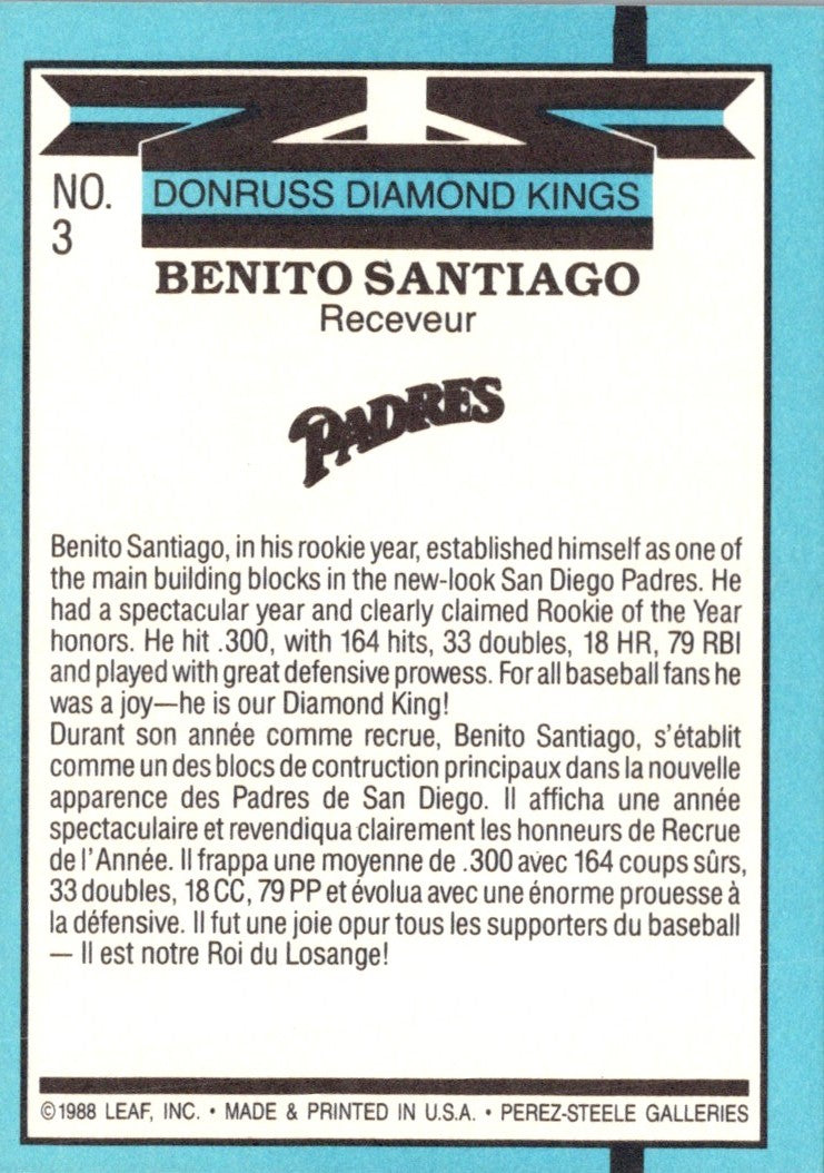 1988 Donruss Super Diamond Kings Benito Santiago