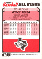 1989 Fleer Baseball All-Stars Ruben Sierra #37
