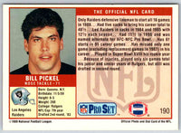 1989 NFL Proset Bill Pickel #190
