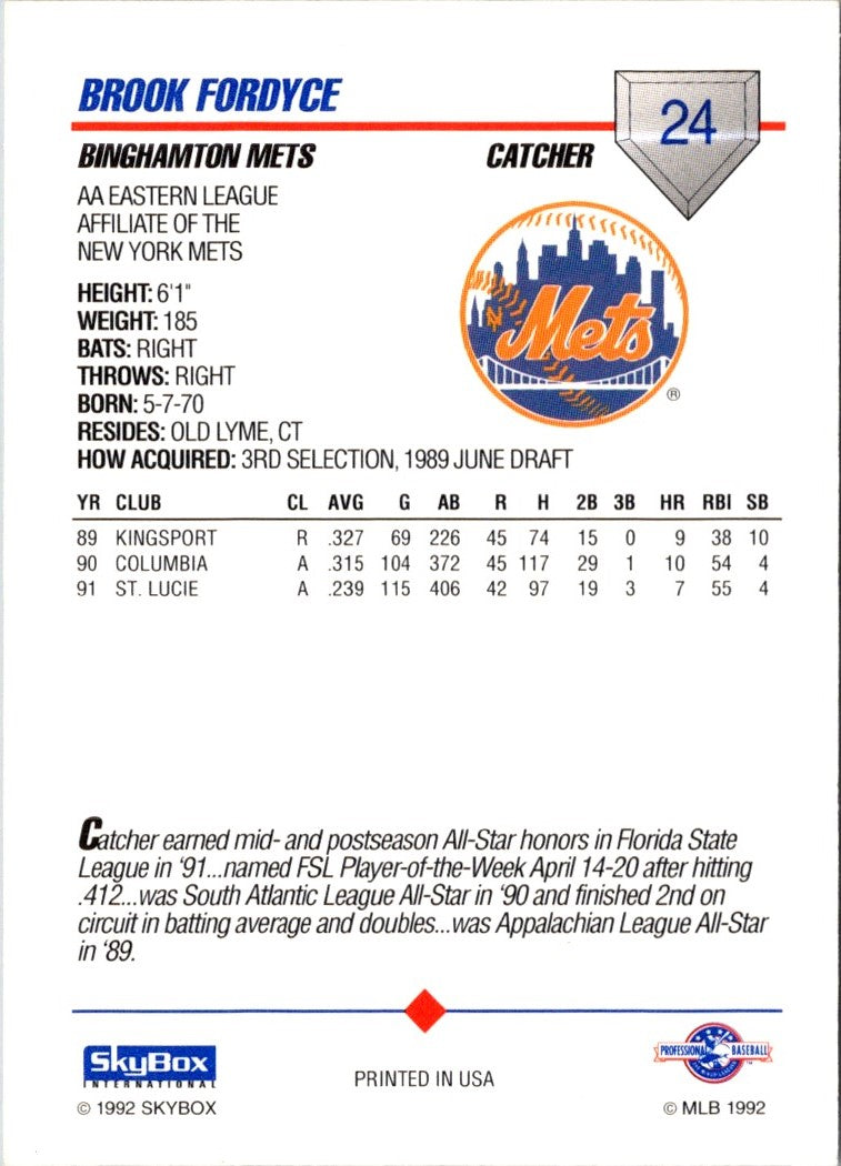 1992 SkyBox AA Brook Fordyce
