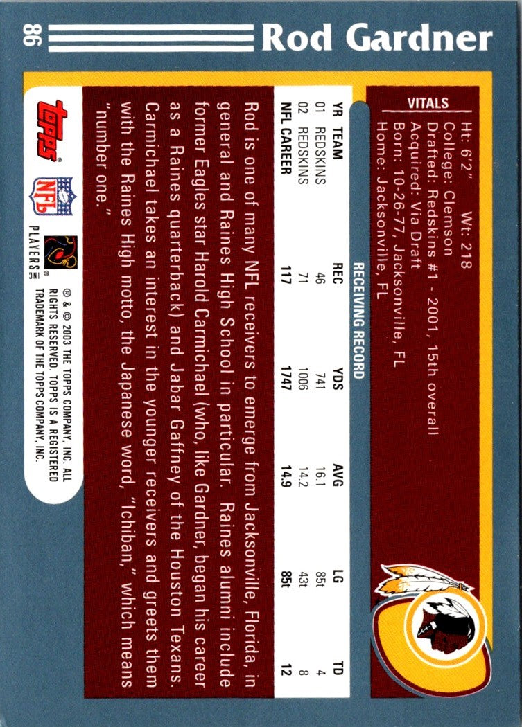 2003 Topps Rod Gardner
