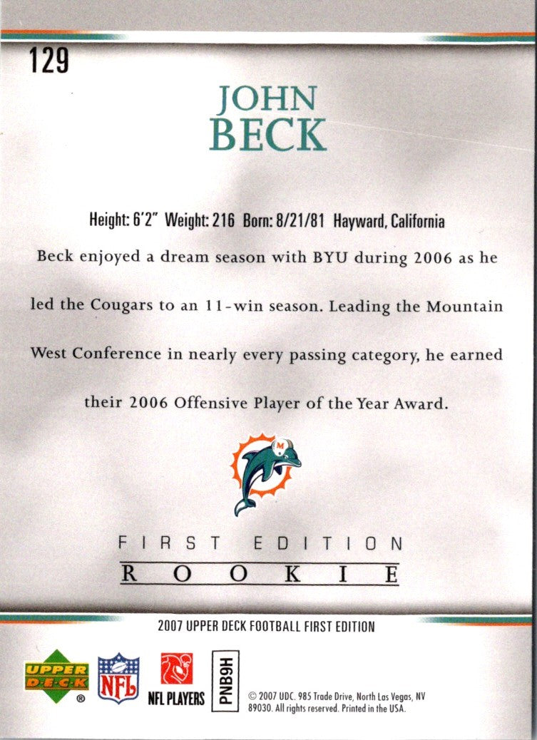 2007 Upper Deck First Edition John Beck