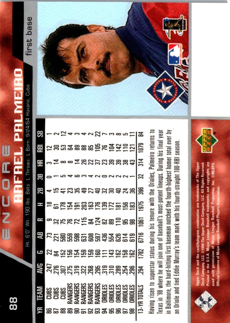 1999 Upper Deck Rafael Palmeiro