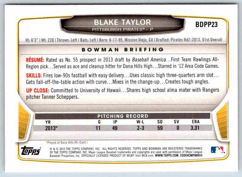 2013 Bowman Blake Taylor