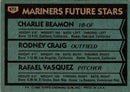 1980 Topps Mariners Future Stars - Charlie Beamon/Rodney Craig/Rafael Vasquez
