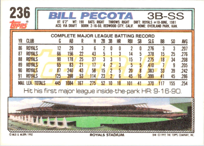 1992 Topps Bill Pecota