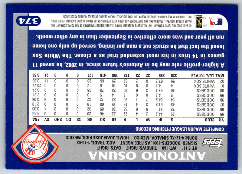 2003 Topps Antonio Osuna