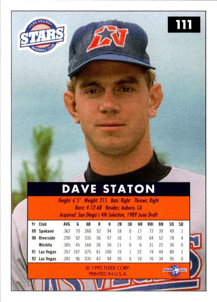 1992 Fleer Excel Dave Staton