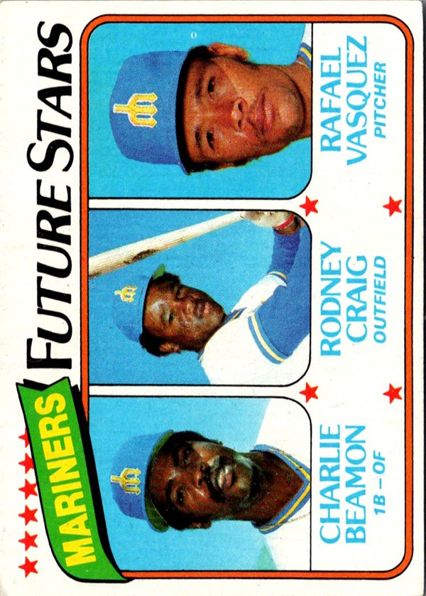 1980 Topps Mariners Future Stars - Charlie Beamon/Rodney Craig/Rafael Vasquez #672 Rookie