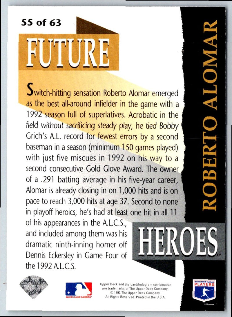 1993 Upper Deck Future Heroes Frank Thomas/Ken Griffey Jr./Roger Clemens/Roberto Alomar/Barry Bonds/Kirby Puckett/Mark McGwire/Juan Gonzalez