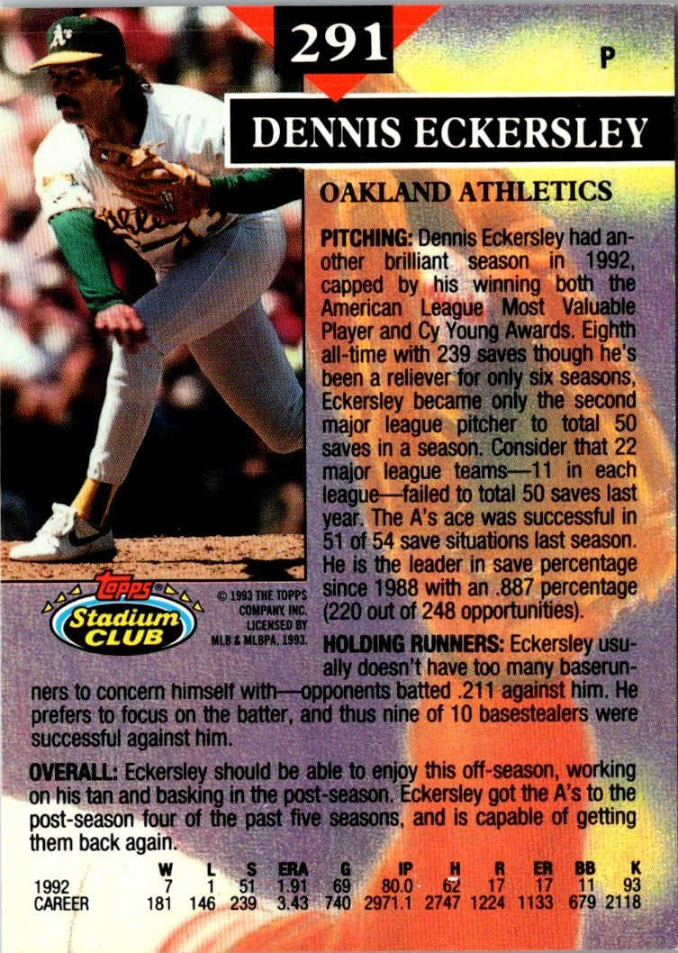 1993 Stadium Club Dennis Eckersley