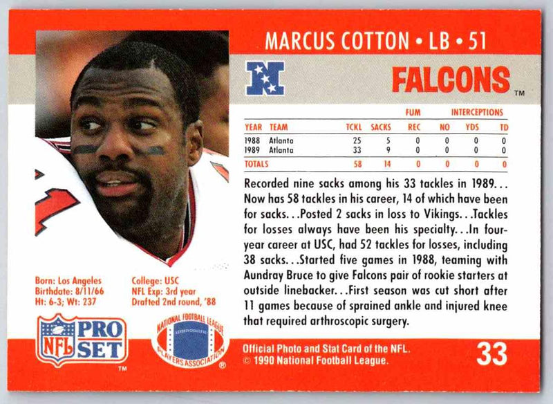 1990 Pro Set Marcus Cotton