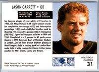 1991 Pro Set WLAF Inserts Jason Garrett #31