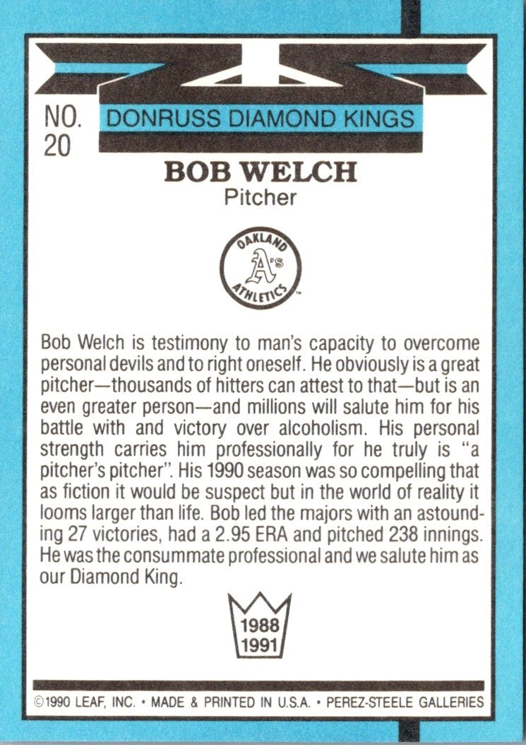 1991 Diamond Kings Bob Welch