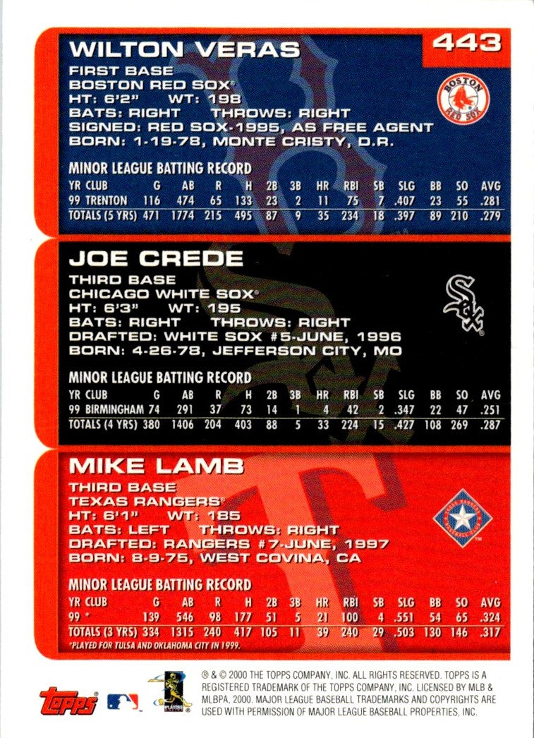 2000 Topps Wilton Veras/Joe Crede/Mike Lamb