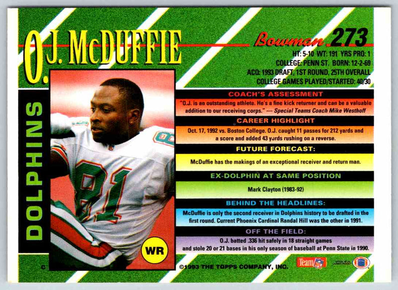 1993 Bowman Football O.J. McDuffie