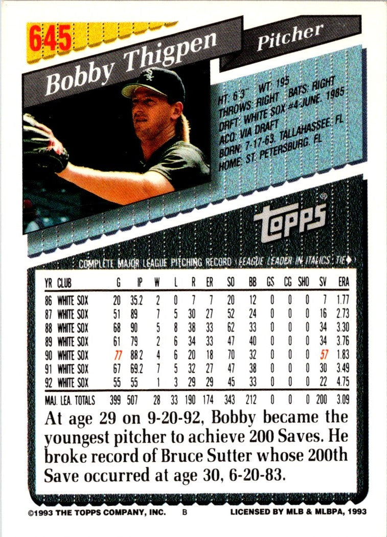 1993 Topps Inaugural Marlins Bobby Thigpen