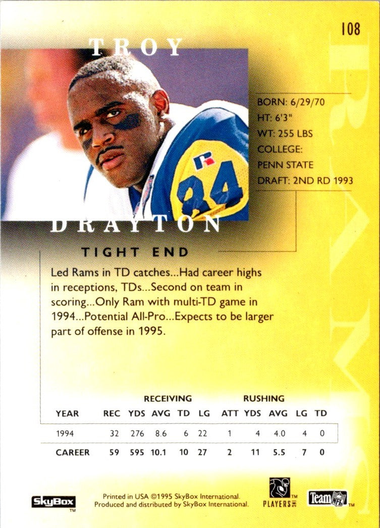 1995 SkyBox Premium Troy Drayton