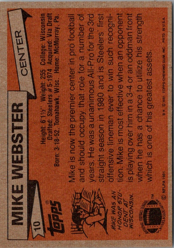 1981 Topps Mike Webster #10